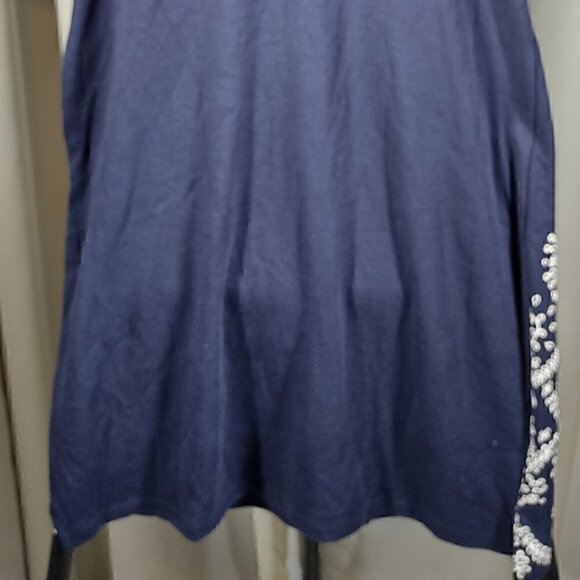 Karen Scott Faux Embroidered Split Neck Dress Size PL - Picture 5 of 8